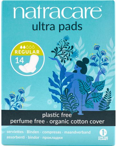 Natracare Regular Compresses with Wings 14 Units