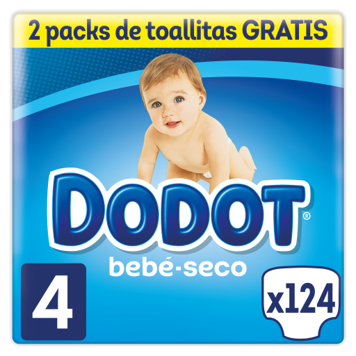 Dry Baby Diaper Size 4 with 124 Units + 128 wipes