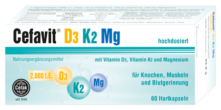Cefak Cefavit Vitamin D3 + K2 + Mg 60 capsules