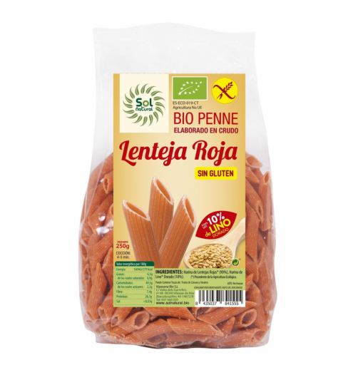 Sol Natural Bio Gluten-free Penne Red Lentil Pasta with Linen 250 gr