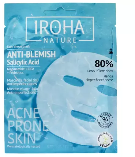 Iroha Anti-Blemish Facial Tissue Mask, Anti-Imperfection Mask, 1 Unit