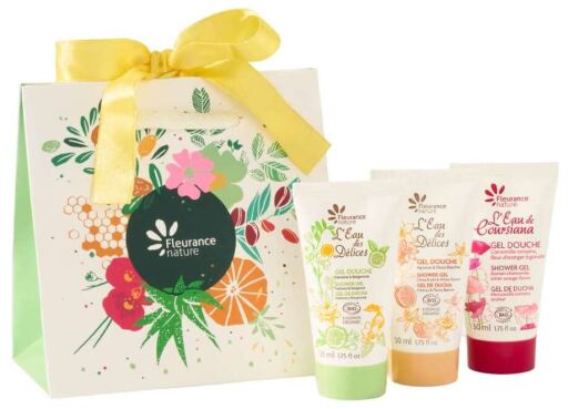 Fleurance Nature Small Bag Yellow Ribbon Trio Shower Gels Travel Size
